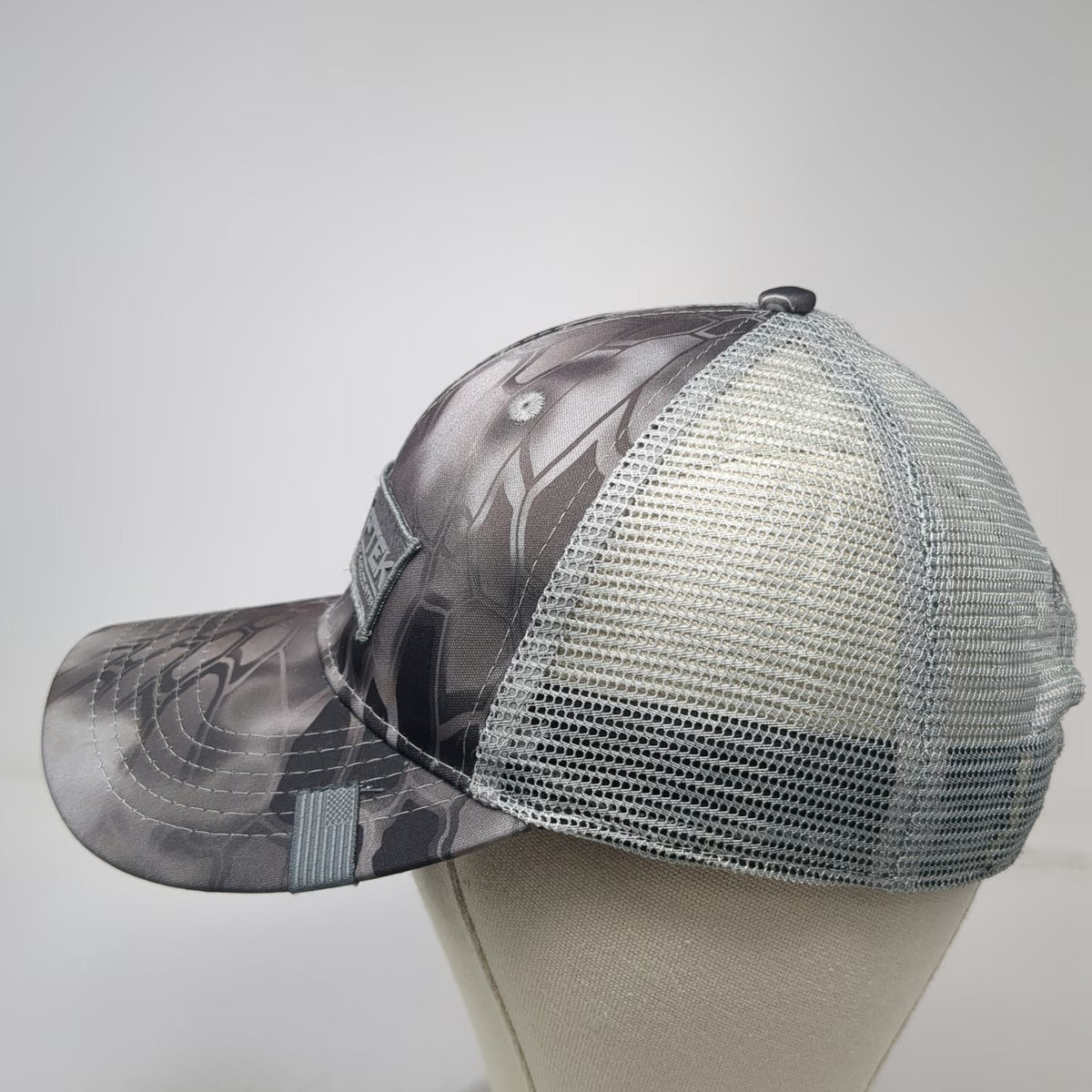Kryptek Trucker Hat Gray Camo One Size Snapback Patch American Flag Mesh Back