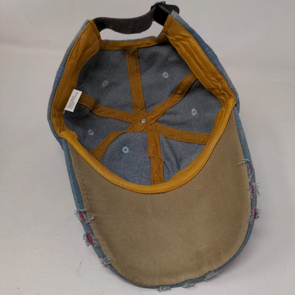 Unbranded Slideback Hat Blue OSFM Leather Strap Embellished Denim