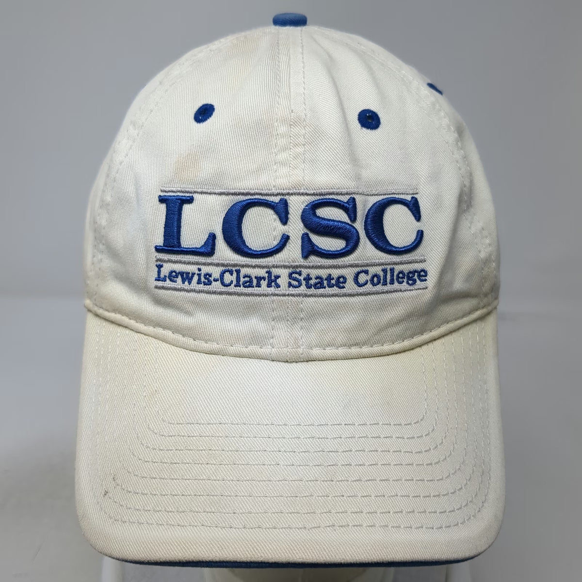 The Game Lewis-Clark State College White Blue Gray Cap Hat One Size Adjustable