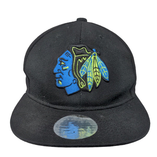 New Era Men's Snapback Hat Black 9Fifty Chicago Blackhawks Embroidered Logo