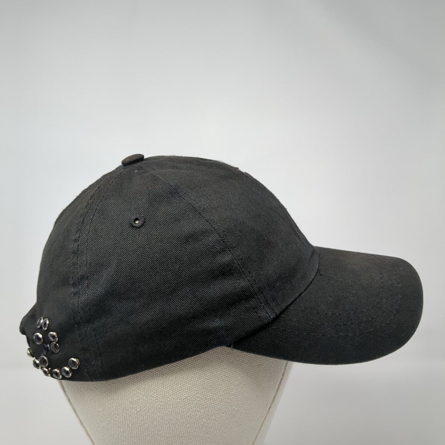 Crucifix Cross Slideback Hat Black One Size Adjustable Embellished Rhinestone