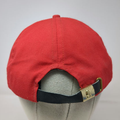 Imperial Baseball Cap Red Suede Bill Leather Strapback Sun Valley Hat Vintage