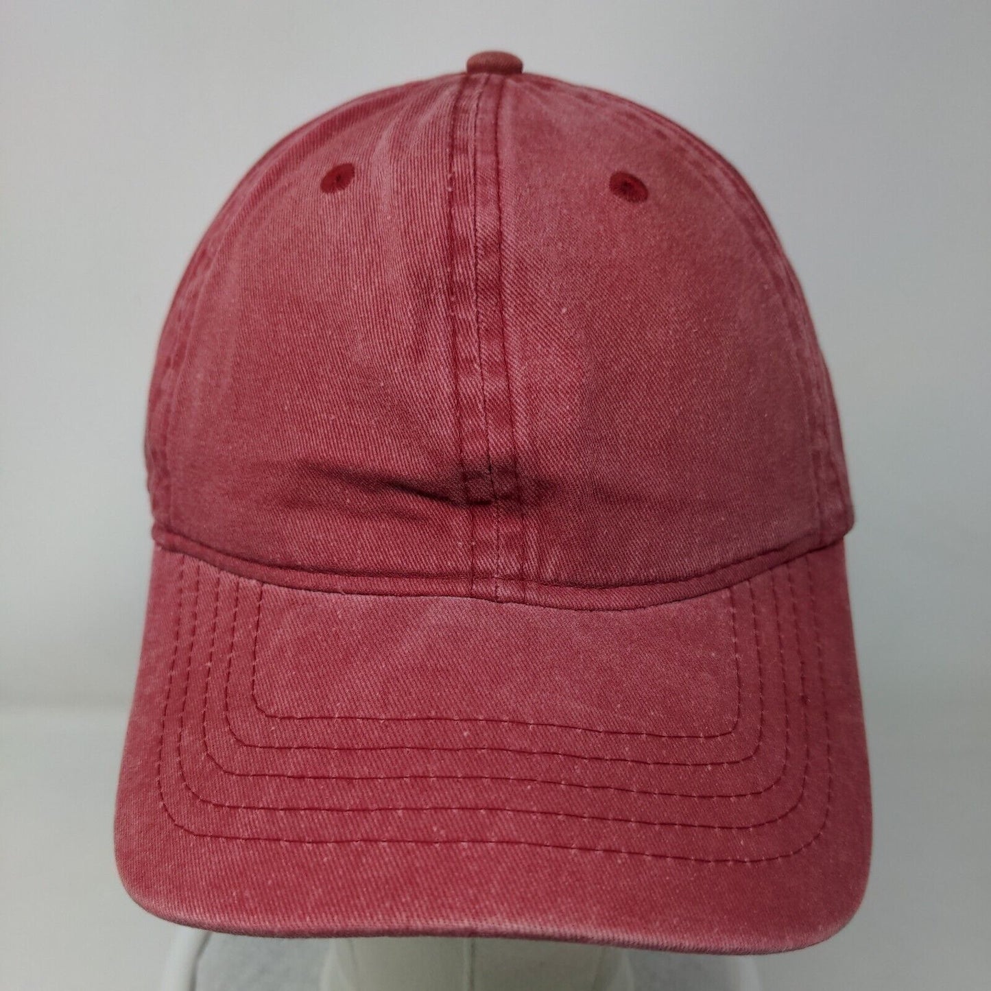 Unbranded Strapback Hat Red OSFM Adjustable Vented Holes 6 Panel Blank