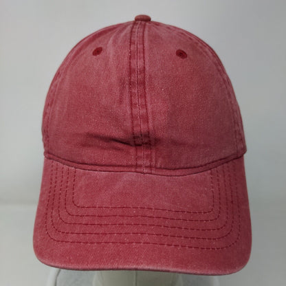 Unbranded Strapback Hat Red OSFM Adjustable Vented Holes 6 Panel Blank