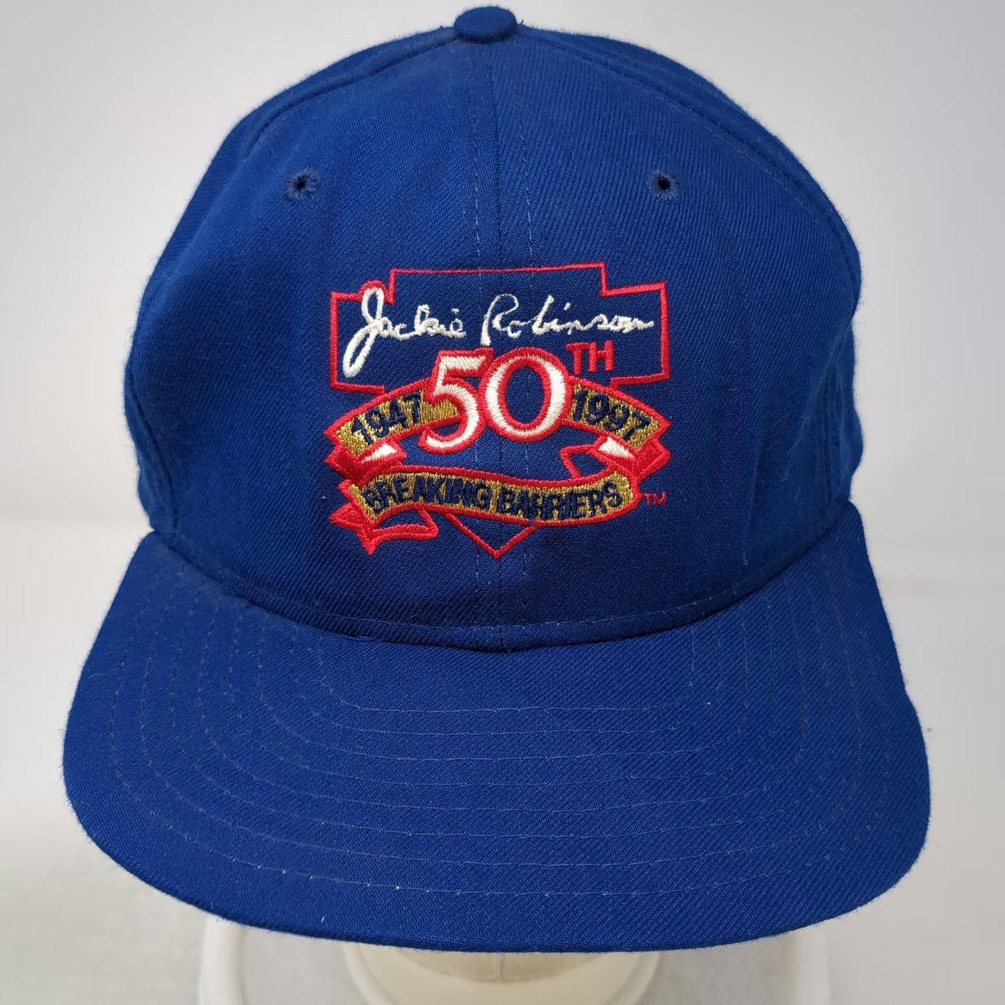 New Era Snapback Blue L Jackie Robinson 50th Anniversary Breaking Barriers Hat