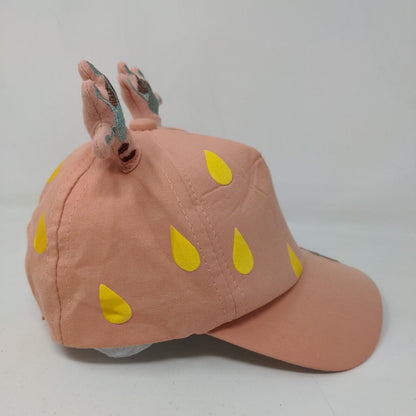 Unbranded Girl's Strapback Hat Pink Adjustable Embroidered Frog Ear Accents