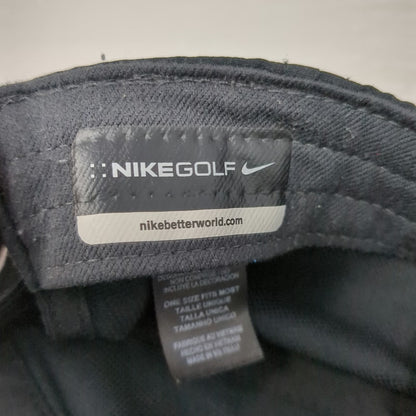 Nike Golf Baseball Cap Black One Size Embroidered Swoosh Strapback Sport Hat