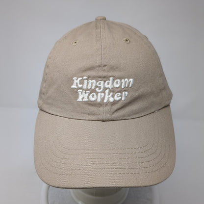 Kingdom Worker Slideback Hat Tan One Size Adjustable Embroidered 6 Panel Cotton