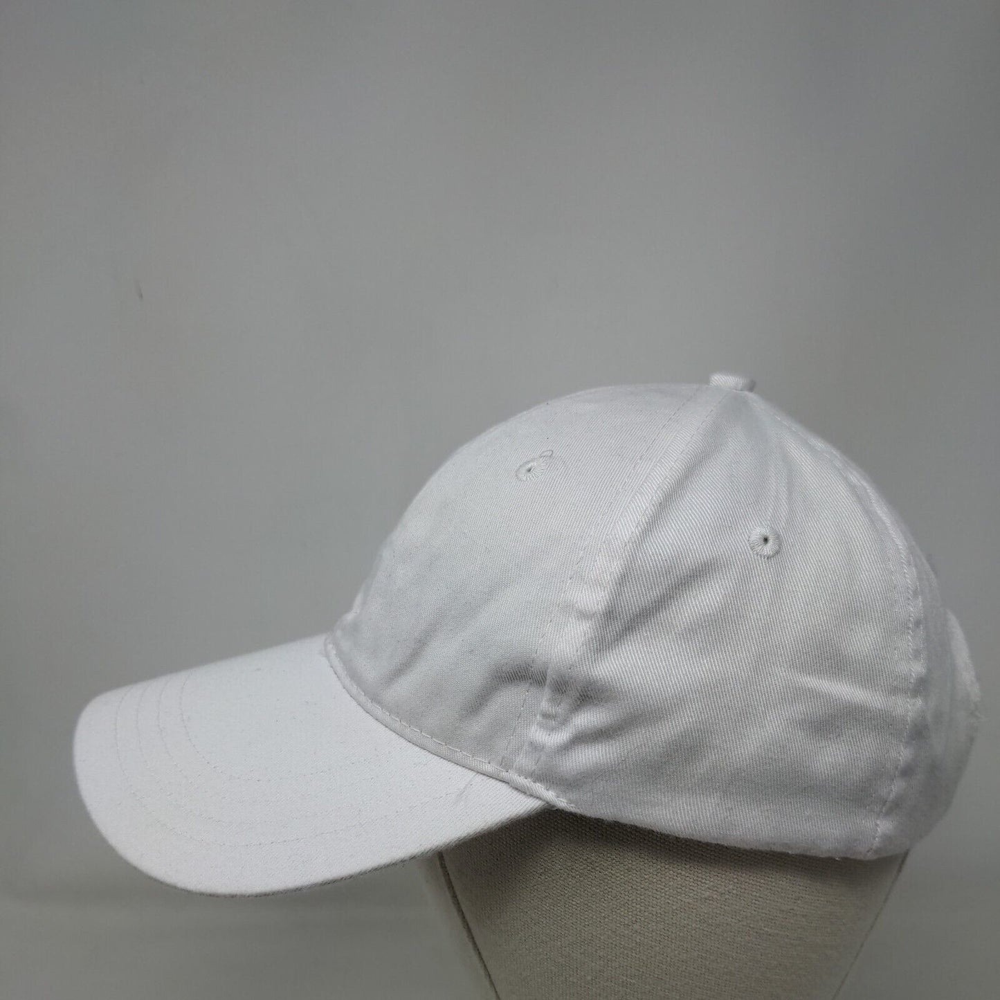 Unbranded Strapback Hat White One Size Adjustable Vented Holes 6 Panel Blank