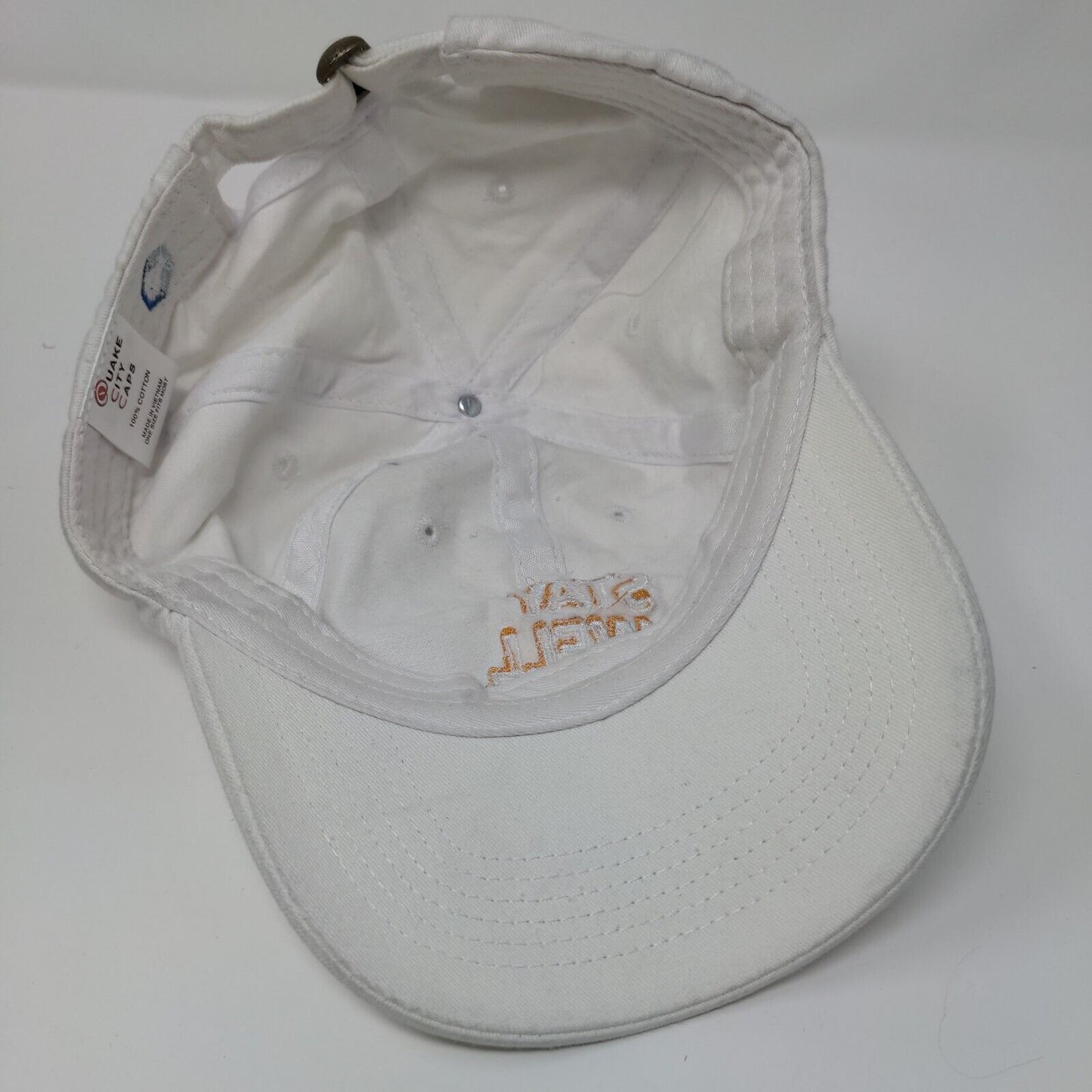 Stay Well Slideback Hat White OSFA Adjustable Embroidered Quake City Caps Cotton