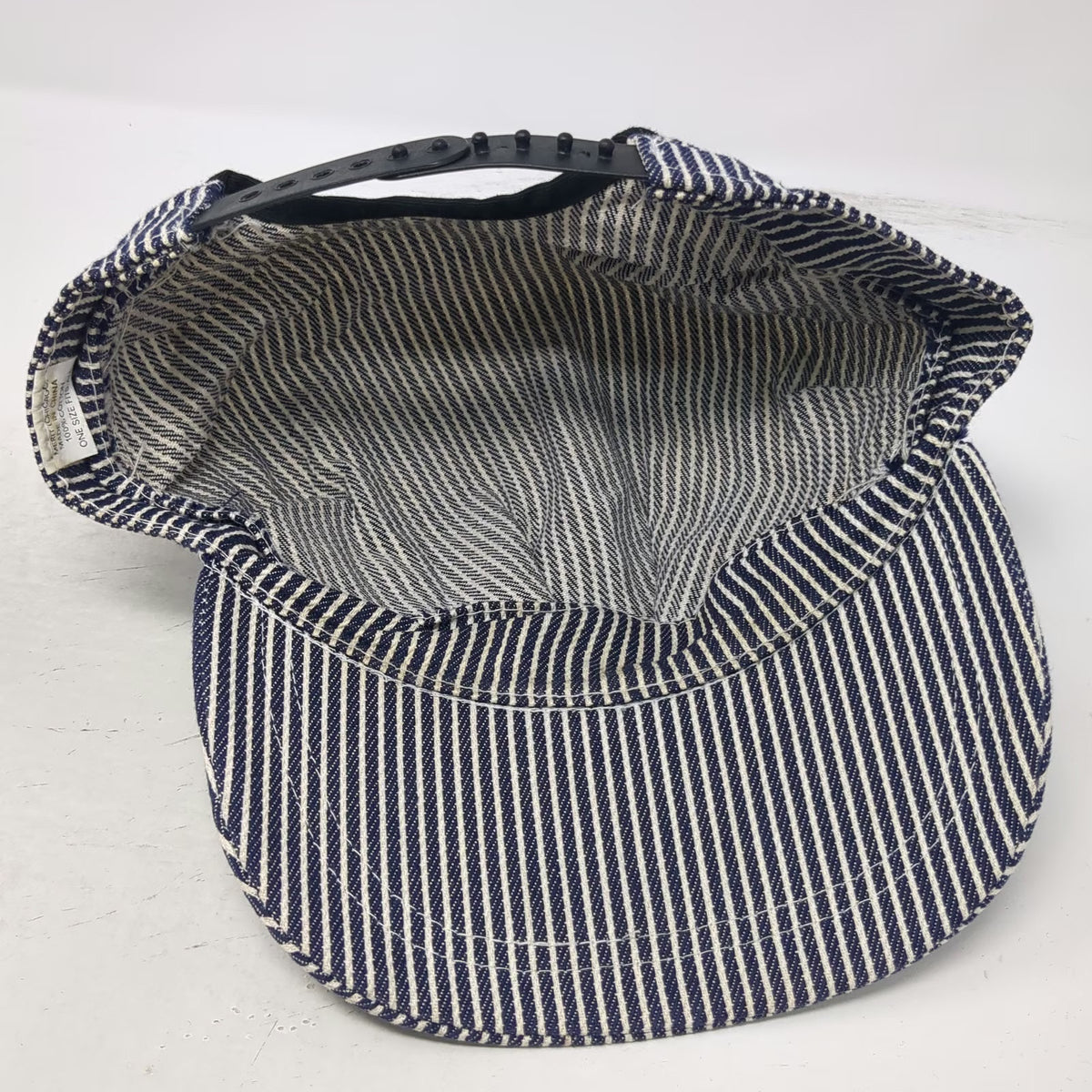 Merit Snapback Hat Blue White Hickory Stripe One Size Cotton Engineer Striped