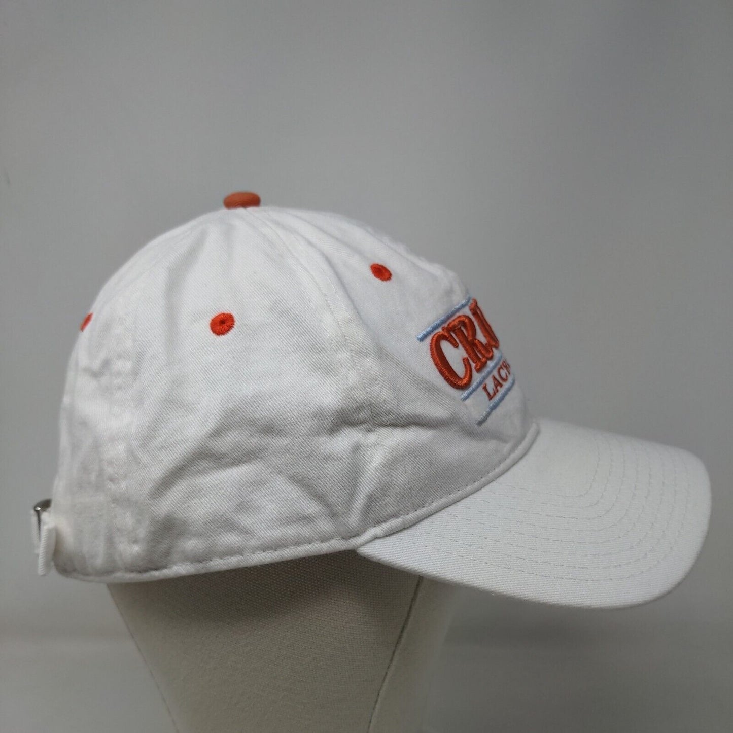 The Game Men's Slideback Hat White OSFM Embroidered Orange Crush Lacrosse Logo