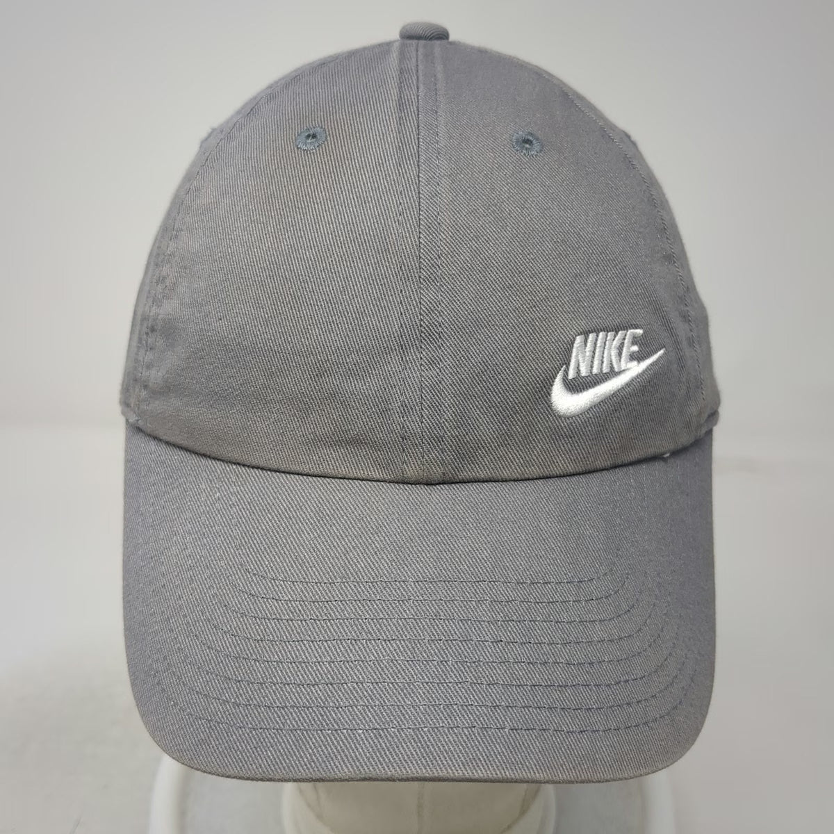 Nike Baseball Cap Gray One Size Heritage86 Adjustable Embroidered Logo Strap Hat
