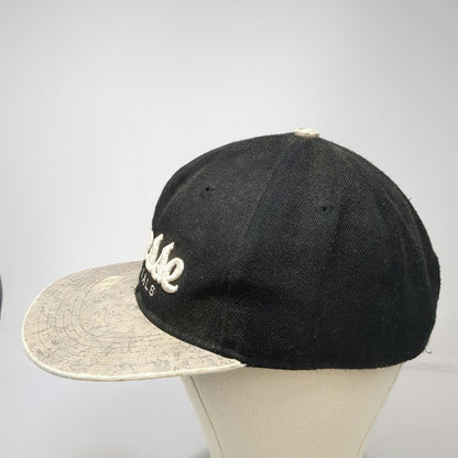 Crown Snapback Hat Black One Size Finesse Materials Green Under Brim Textured
