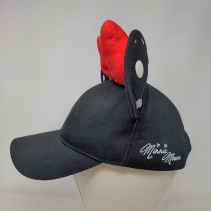 Disney Parks Women's Snapback Hat Minnie Mouse Ears Cap Black Bow