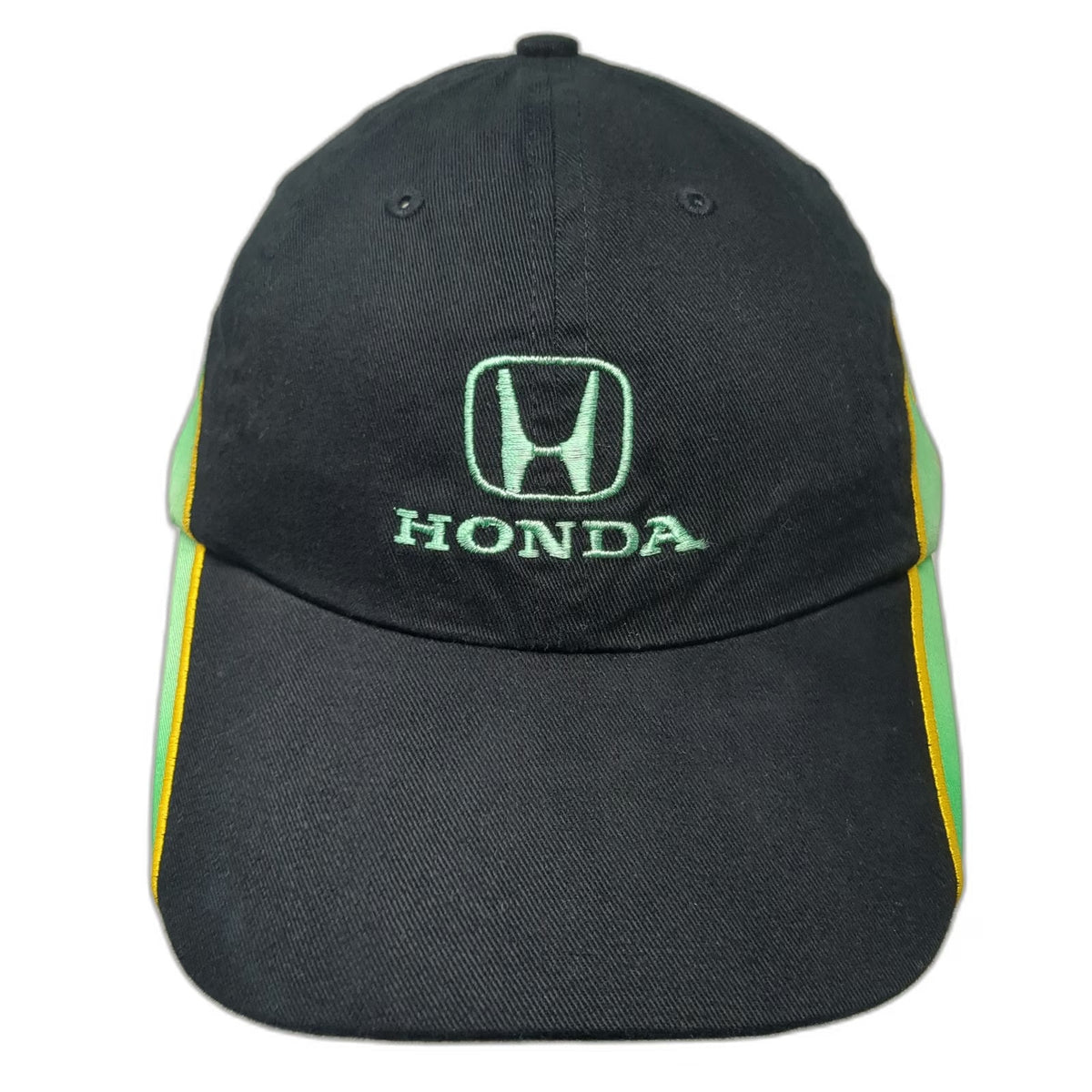 Baseball Cap Black Green Yellow One Size Honda Logo Flames Strapback Cotton hat