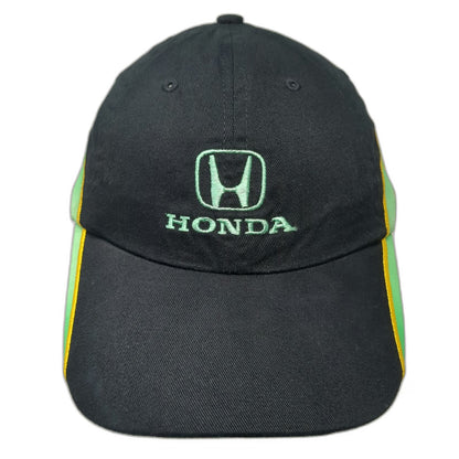 Baseball Cap Black Green Yellow One Size Honda Logo Flames Strapback Cotton hat