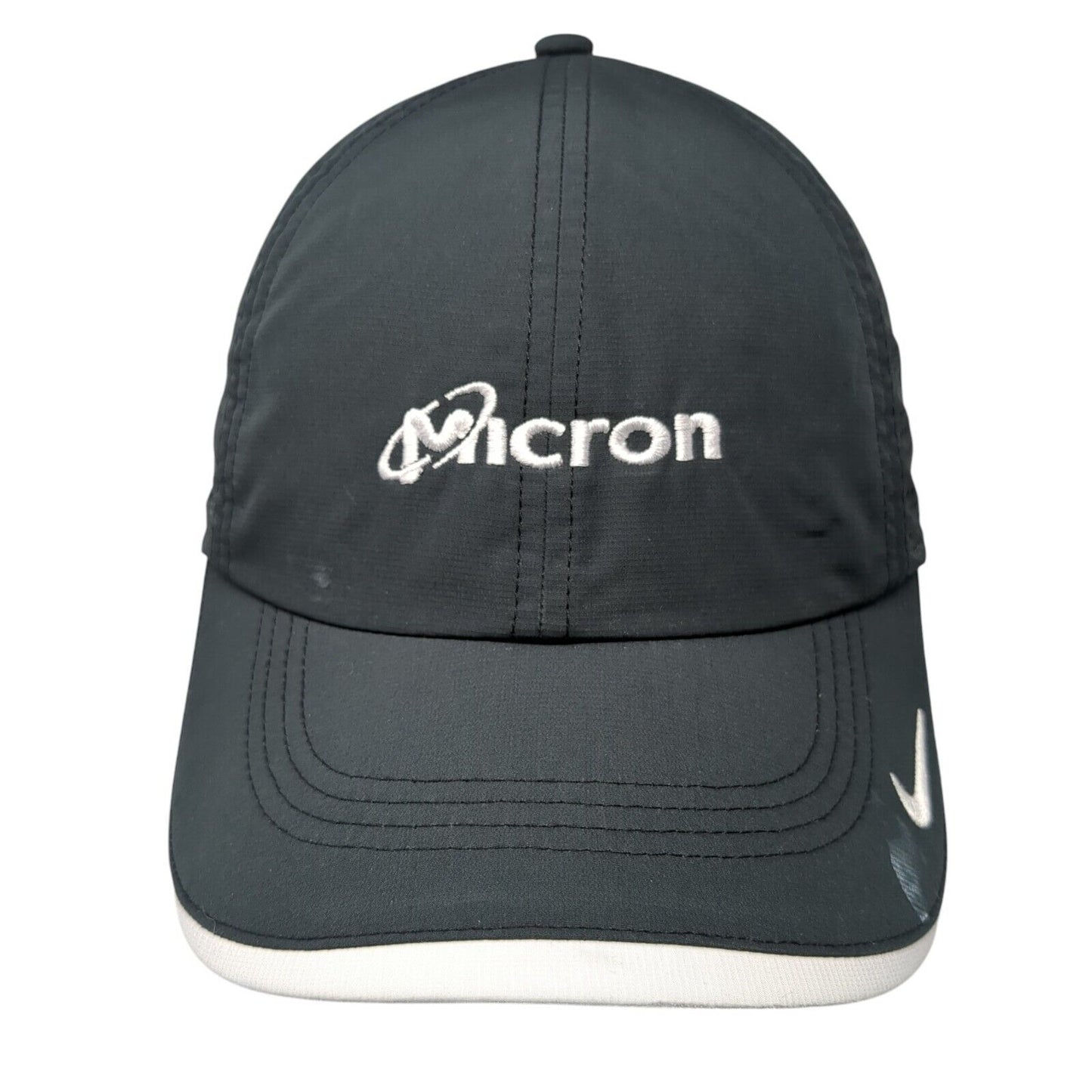 Micron Strapback Hat Black One Size Adjustable Laser Cut Nike Dri-Fit