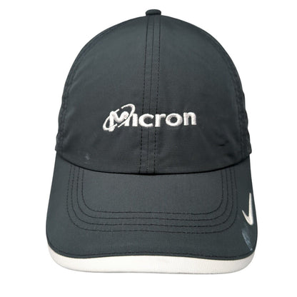Micron Strapback Hat Black One Size Adjustable Laser Cut Nike Dri-Fit