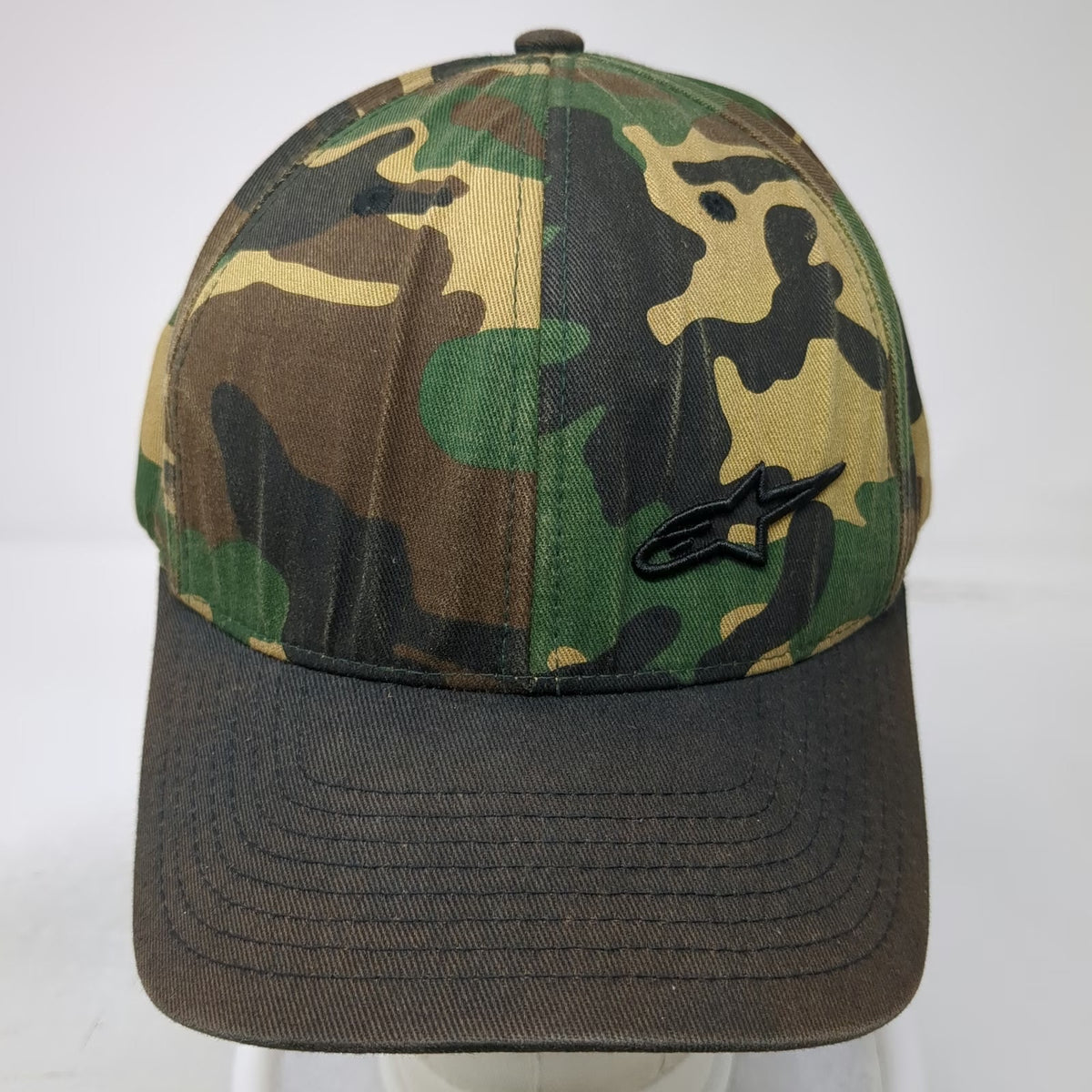Alpinestars Baseball Cap Green Woodland Camo XL Flexfit Embroidered Logo Hat