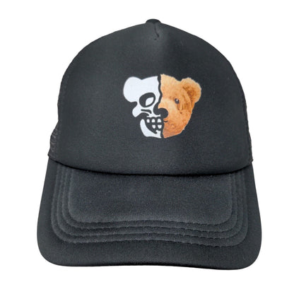 Bear Skull Snapback Mesh Back Trucker Hat Black One Size Adjustable