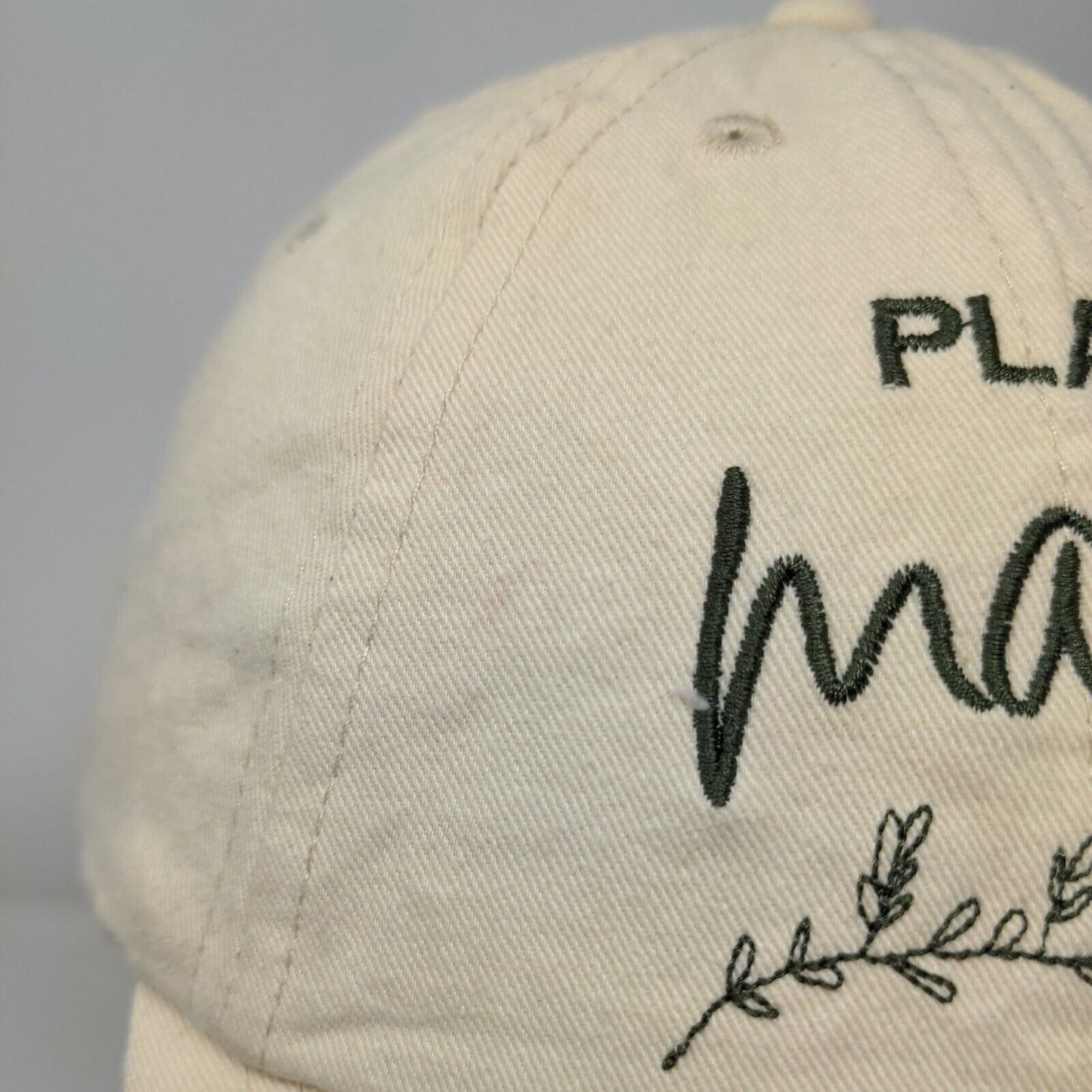 Plant Mama Strapback Hat Tan One Size Adjustable Embroidered 6 Panel Cotton