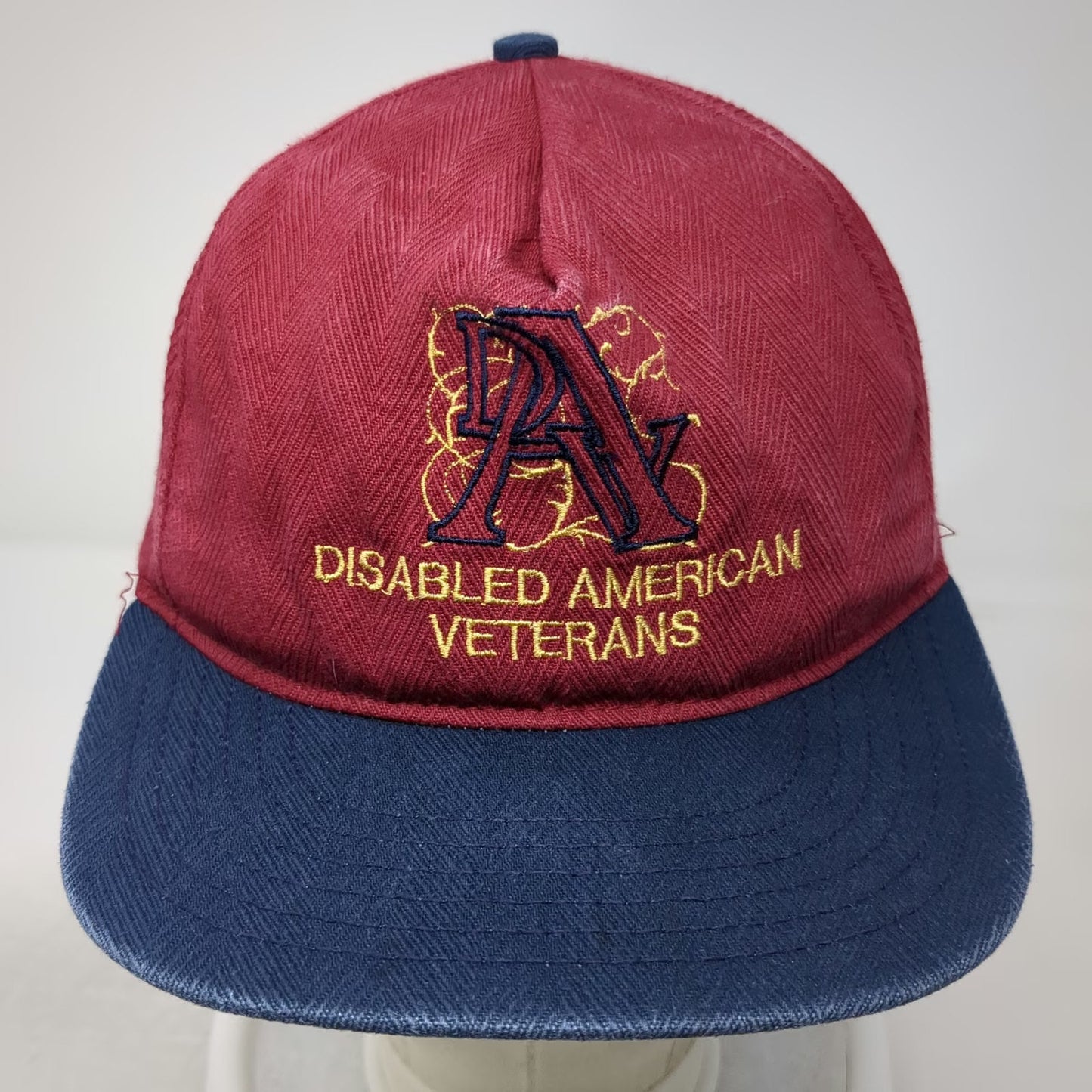 Flockaps 5 Panel Red Blue OS Disabled American Veterans Slideback Hat Vintage