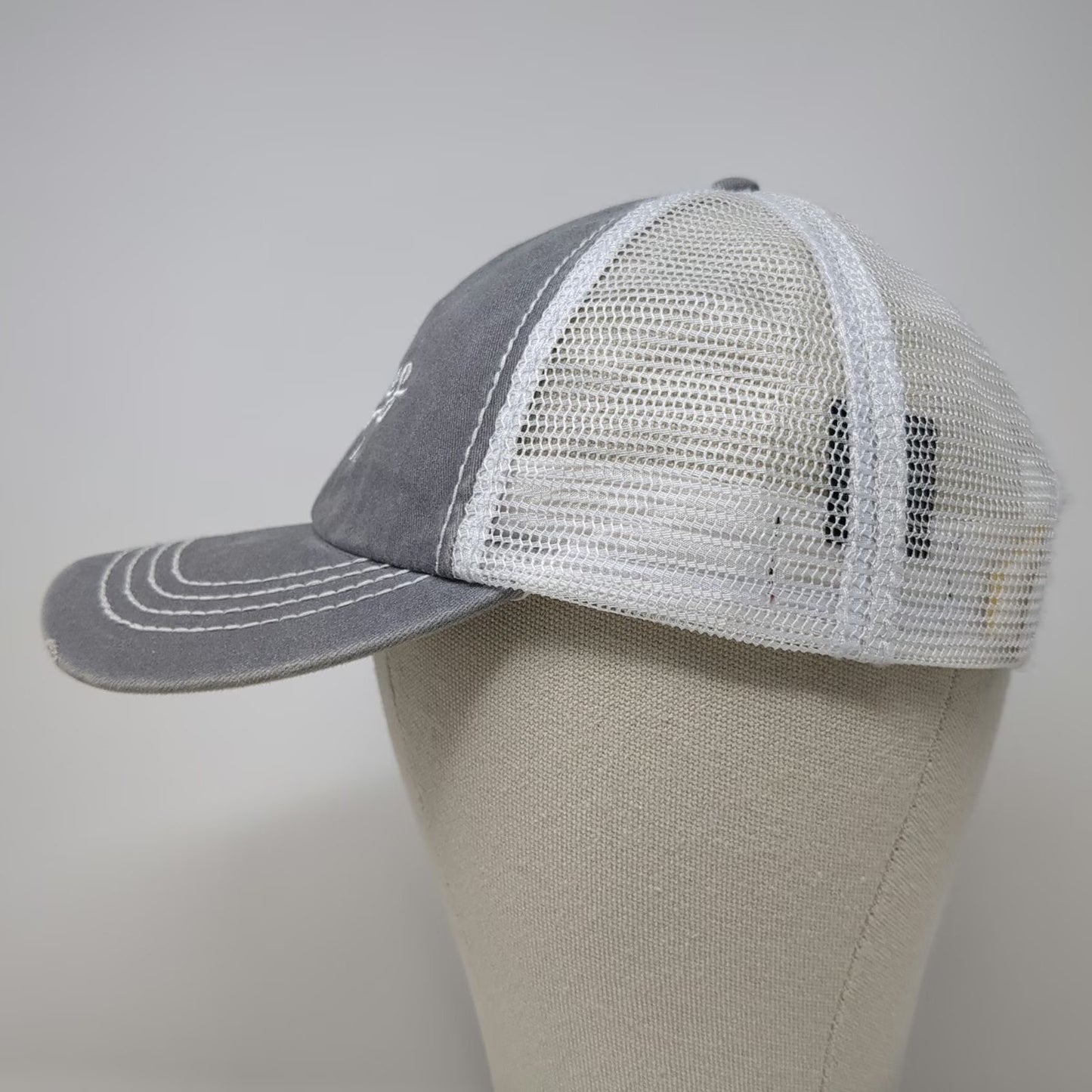 David and Young Trucker Hat Gray One Size Snapback Wolves ASA Mesh Distressed