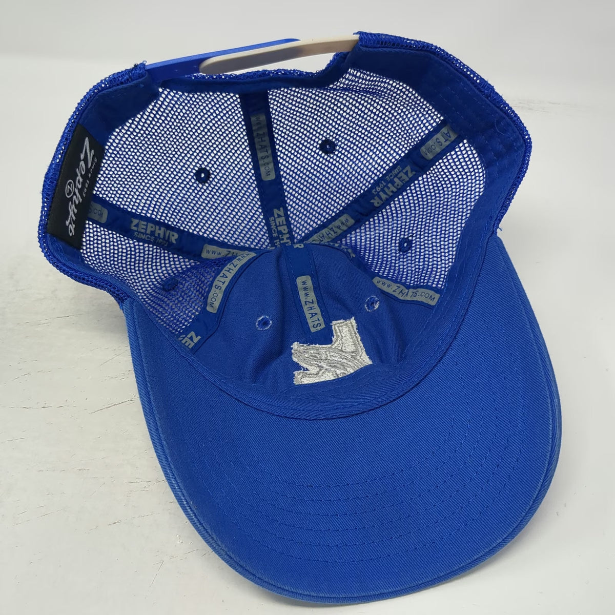 Zephyr Blue Trucker Hat One Size Idaho Fish Patch Mesh Back Snapback Adjustable