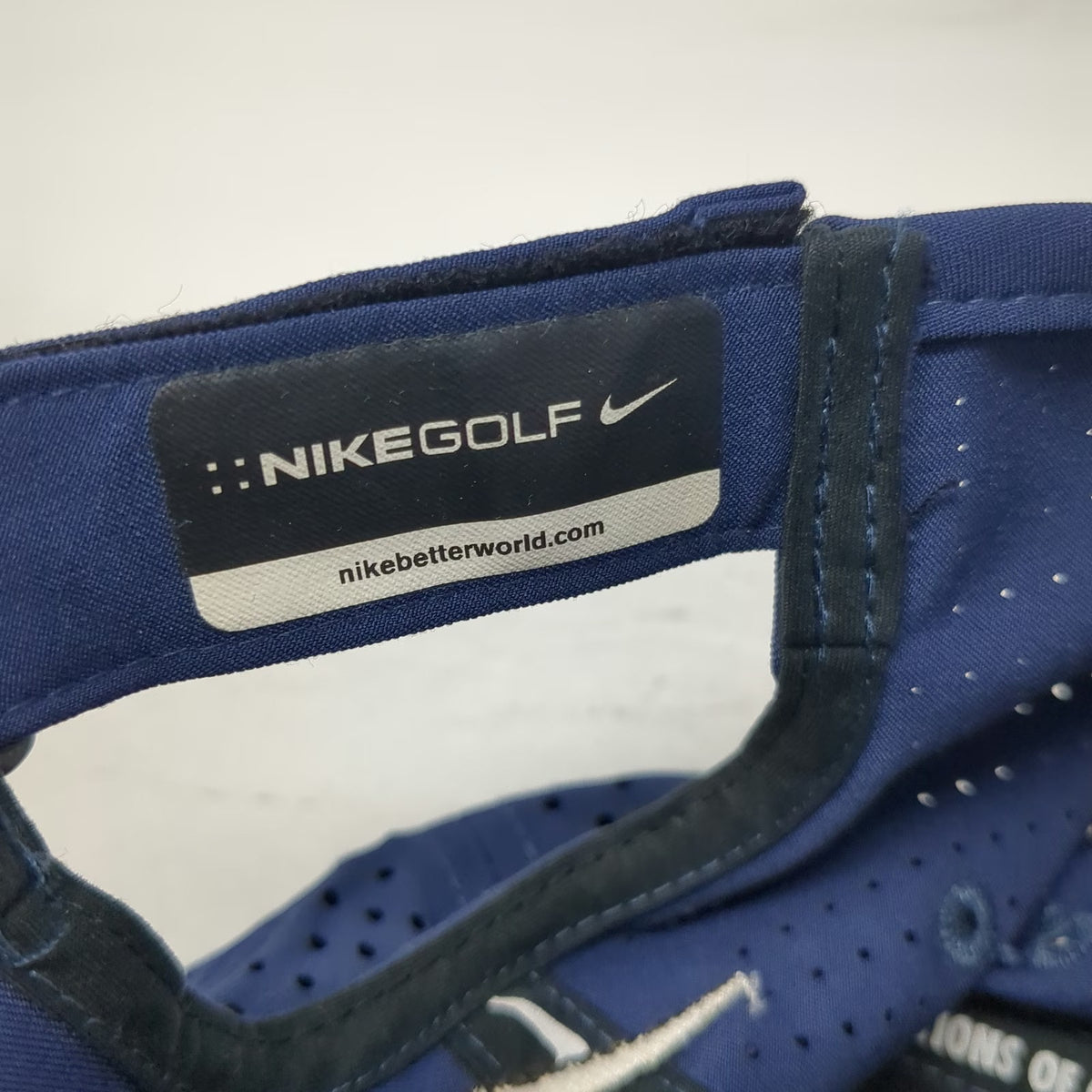 Nike Golf Baseball Cap Blue OSFM Tiger Woods TW Logo Strapback Hat Perforated