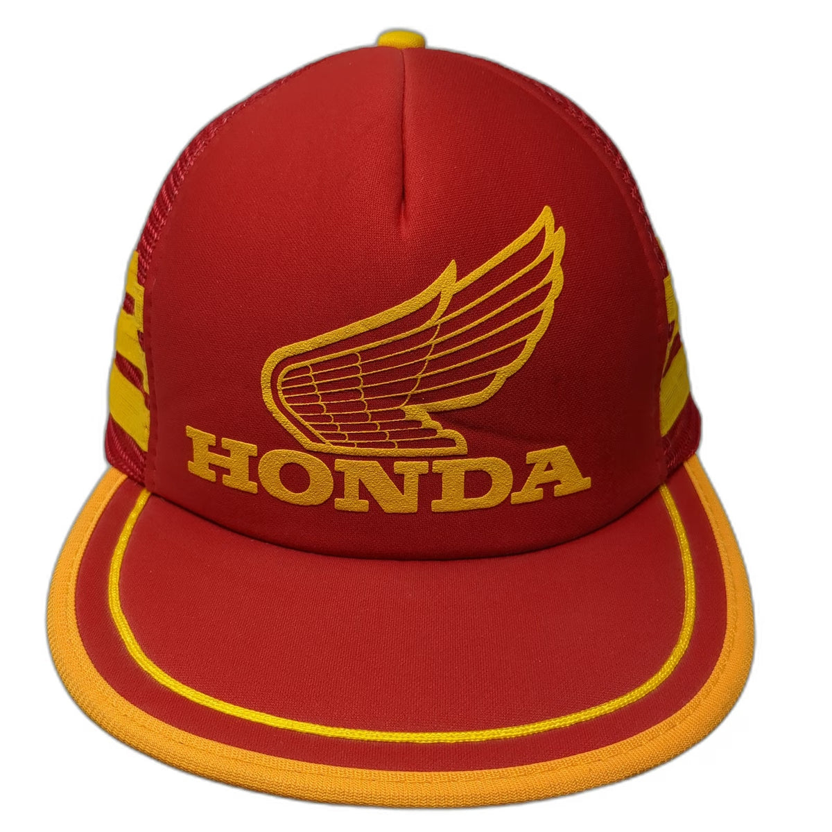 Designer Award Cap Trucker Hat Red One Size Honda Wing Logo Mesh Side Stripes