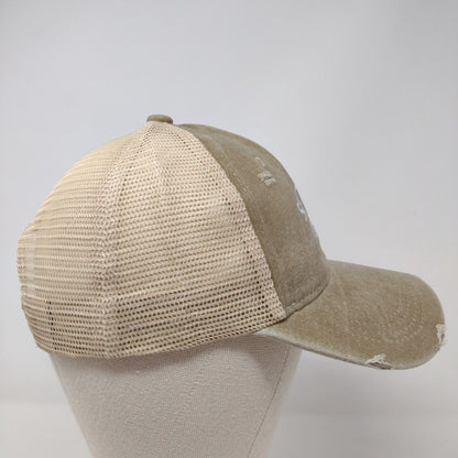 S**t Show Supervisor Snapback Trucker Hat Tan One Size Mesh Back Distressed