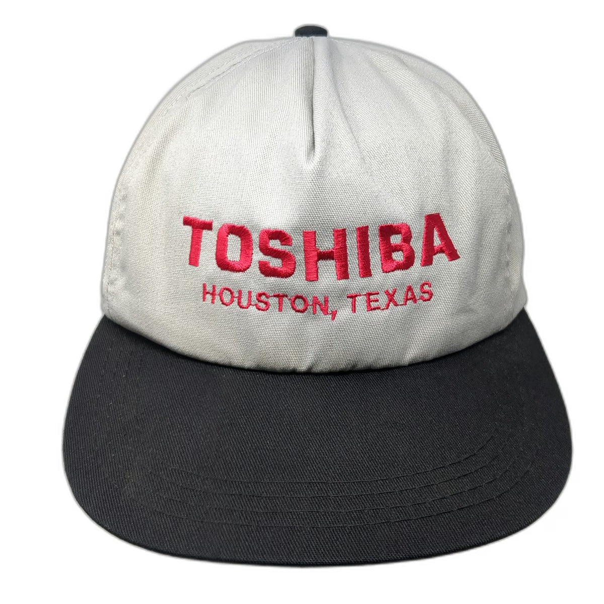 American Image 5 Panel Gray Hat Toshiba Houston Texas Red Snapback Vintage