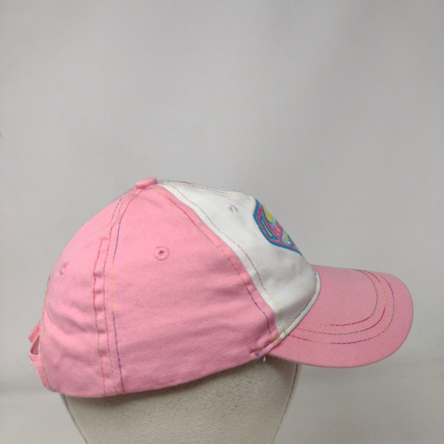 Supergirl Strapback Hat Pink OSFM Adjustable Embroidered 6 Panel DC Comics