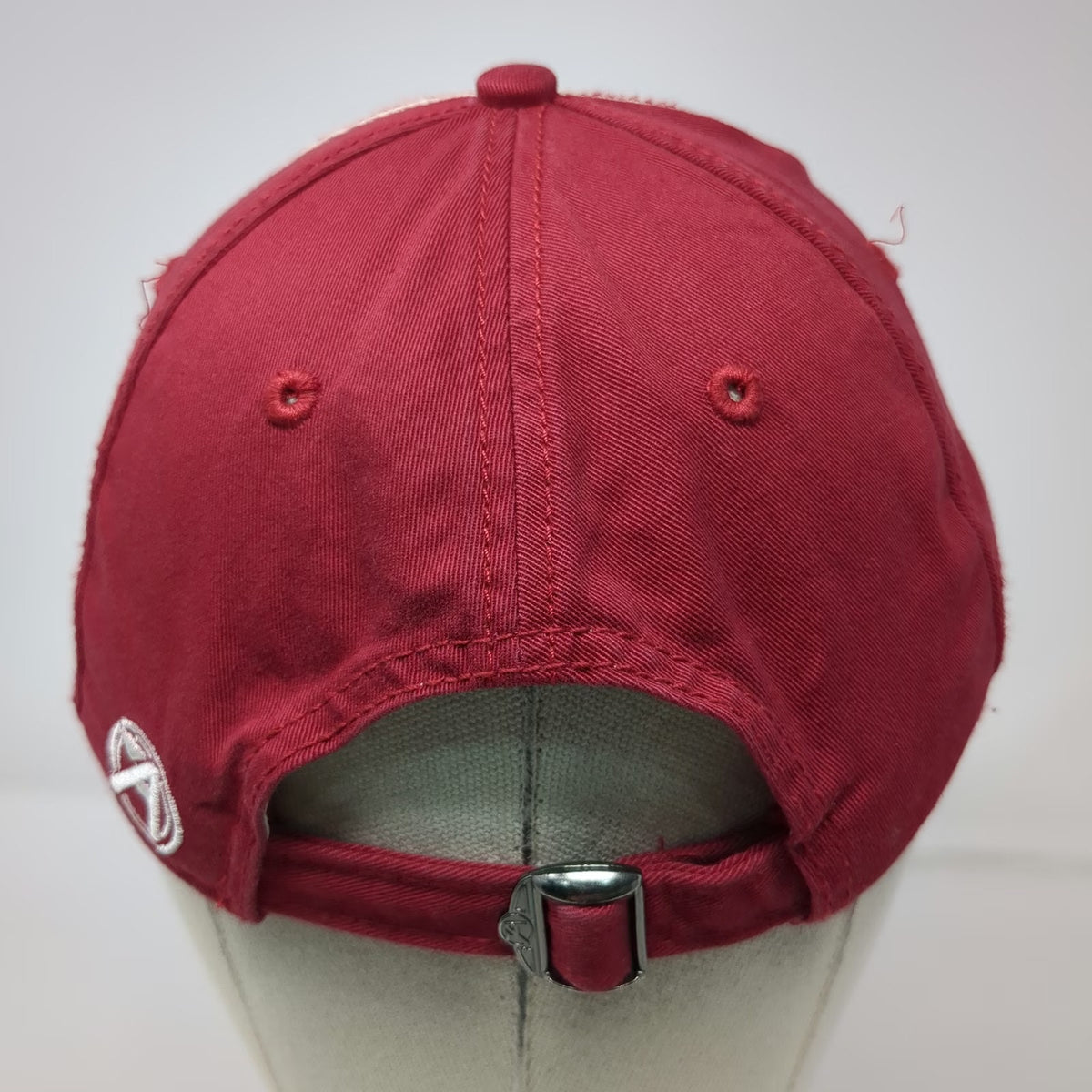 Ahead Baseball Cap White Red One Size Montana Heart State Distressed Patch Hat