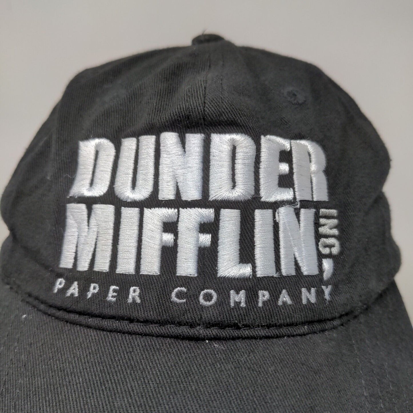 The Office Men's Strapback Hat Black Embroidered Dunder Mifflin Logo Official