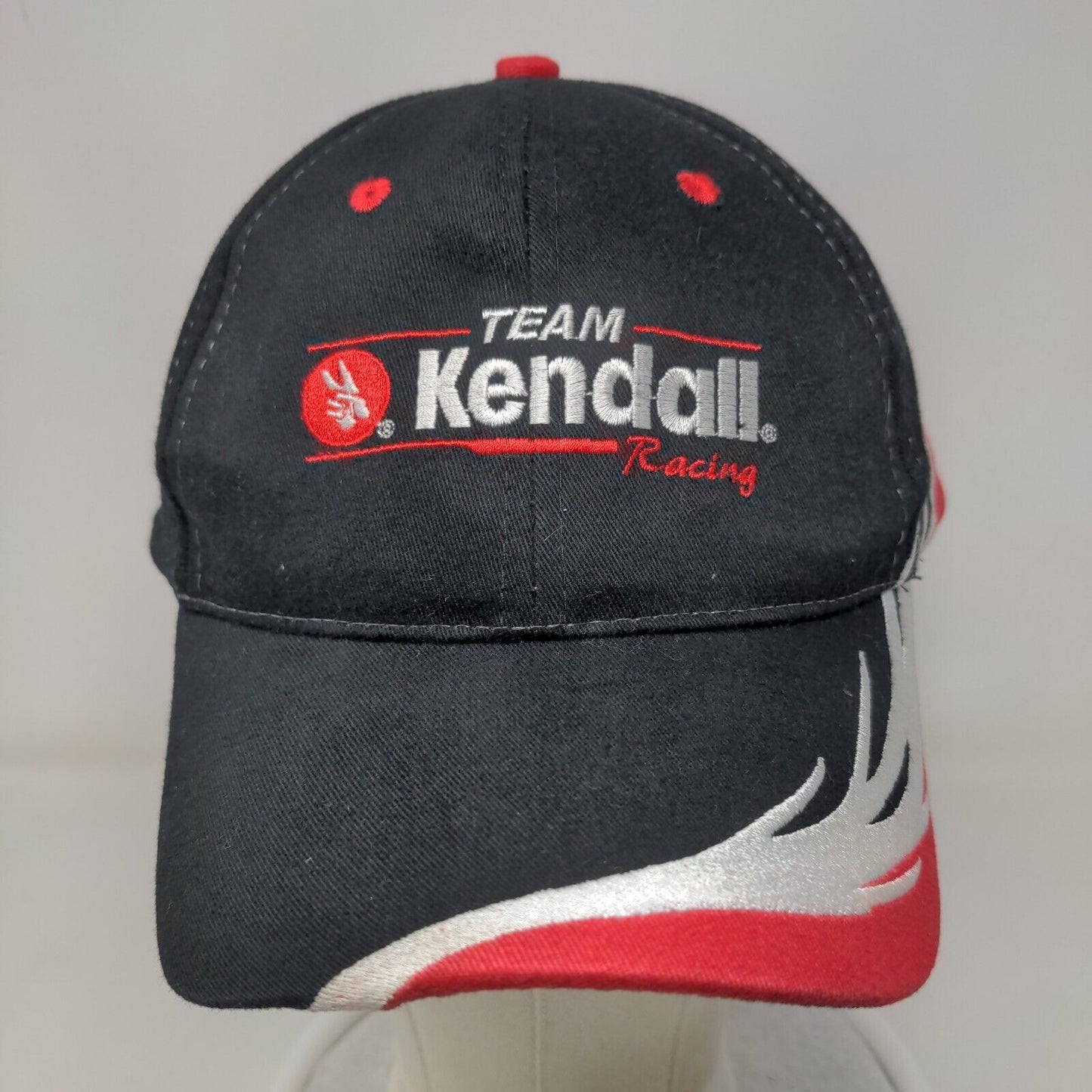 AMC Men's Strapback Hat Black Team Kendall Racing Embroidered Flames Logo