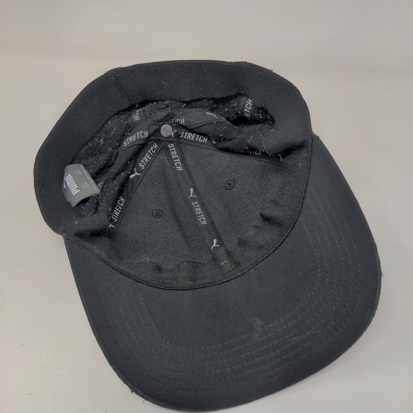 PUMA Stretch Fitted Hat Black S/M Lightweight Vented Holes 6 Panel Blank