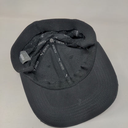 PUMA Stretch Fitted Hat Black S/M Lightweight Vented Holes 6 Panel Blank