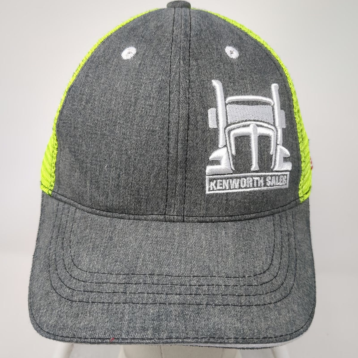 360 Apparel Kenworth Sales Gray Yellow OSFM Baseball Cap Mesh Hat Trucker Flag