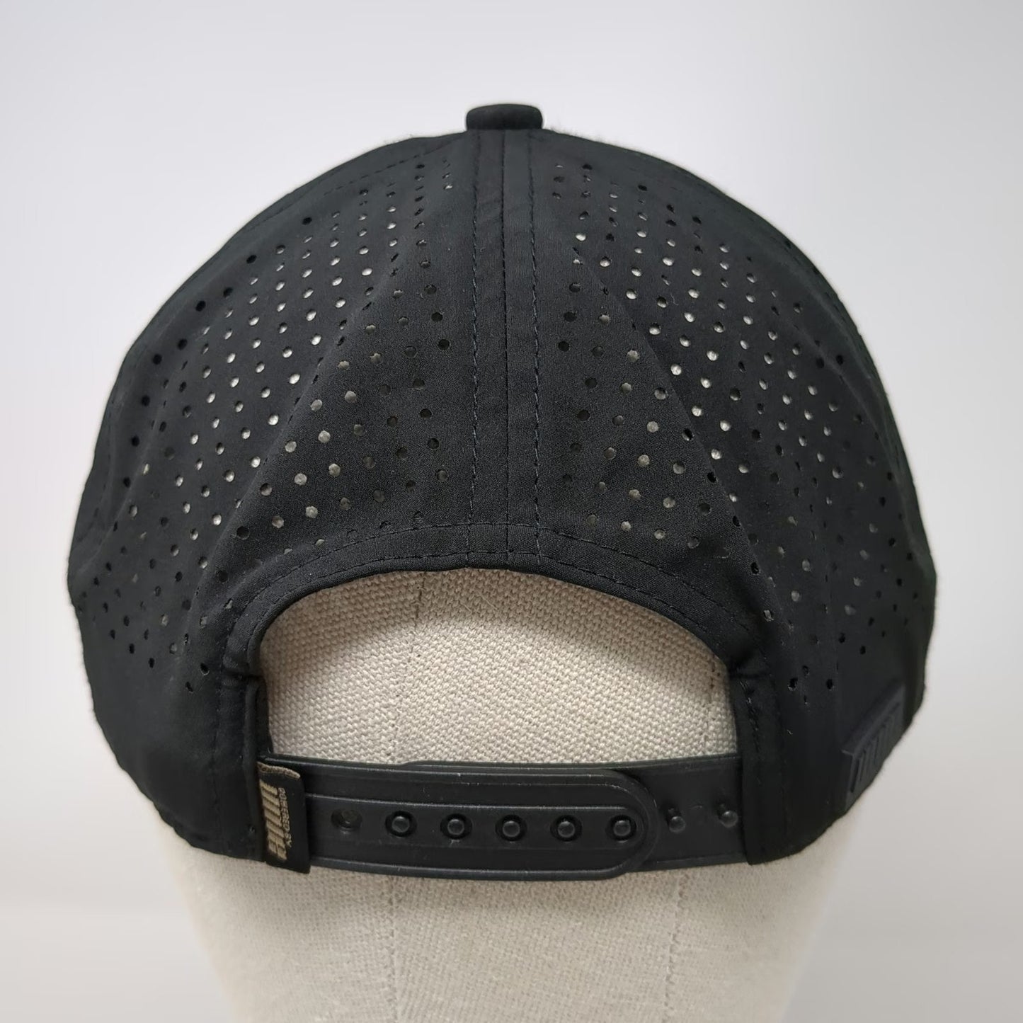 UNIE Trucker Hat Black OSFM Laser Perforated Rope Snapback Performance Logo Cap