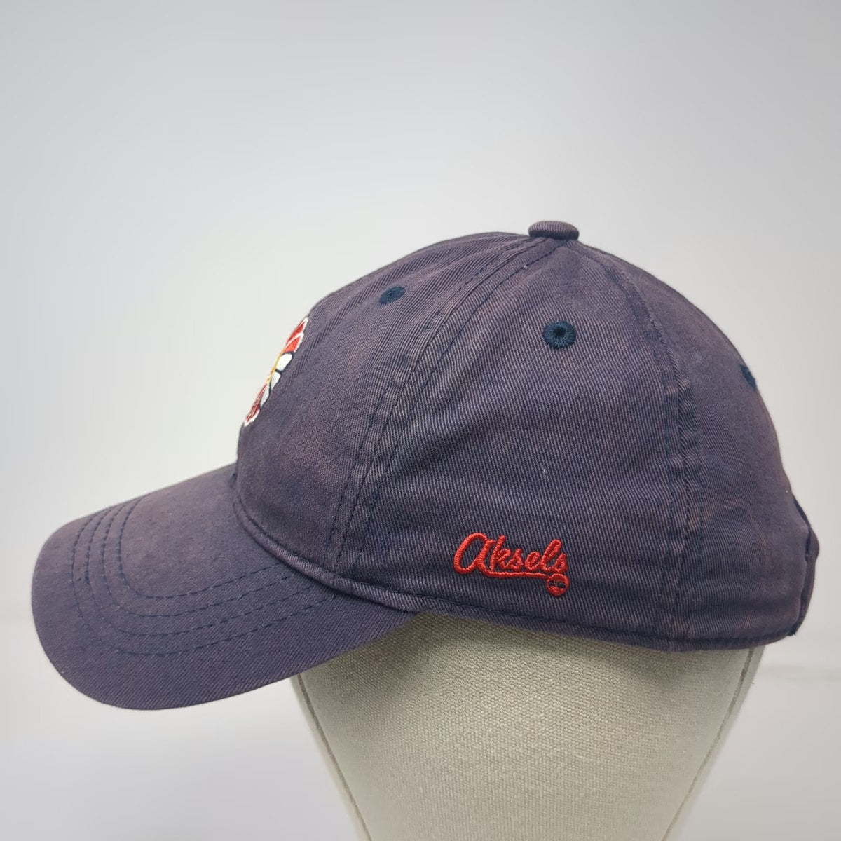 Aksels Baseball Cap Blue One Size Flower Logo Slideback Hat Red Yellow White