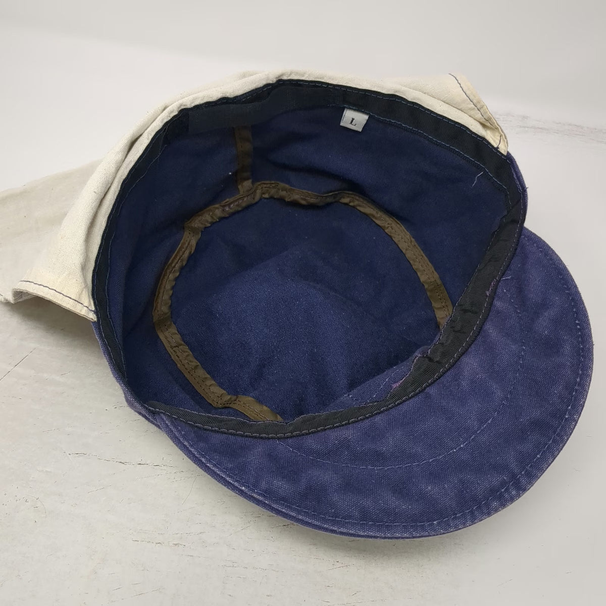 Adventure 16 Army Blue L Neck Flap Sun Shield San Diego California Hat Vintage