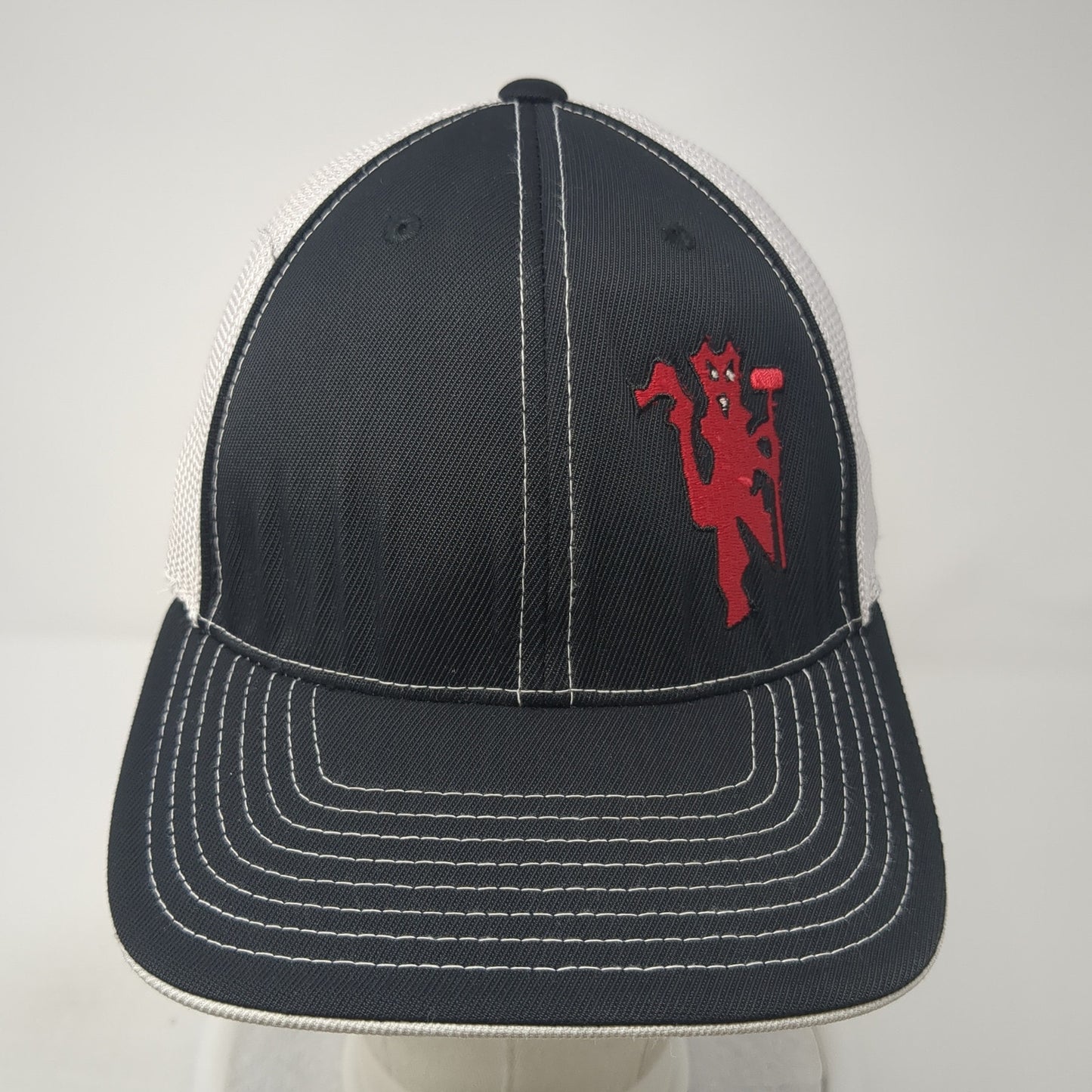 Manchester United Fitted Trucker Hat Black 8 Mesh Back Pacific Headwear