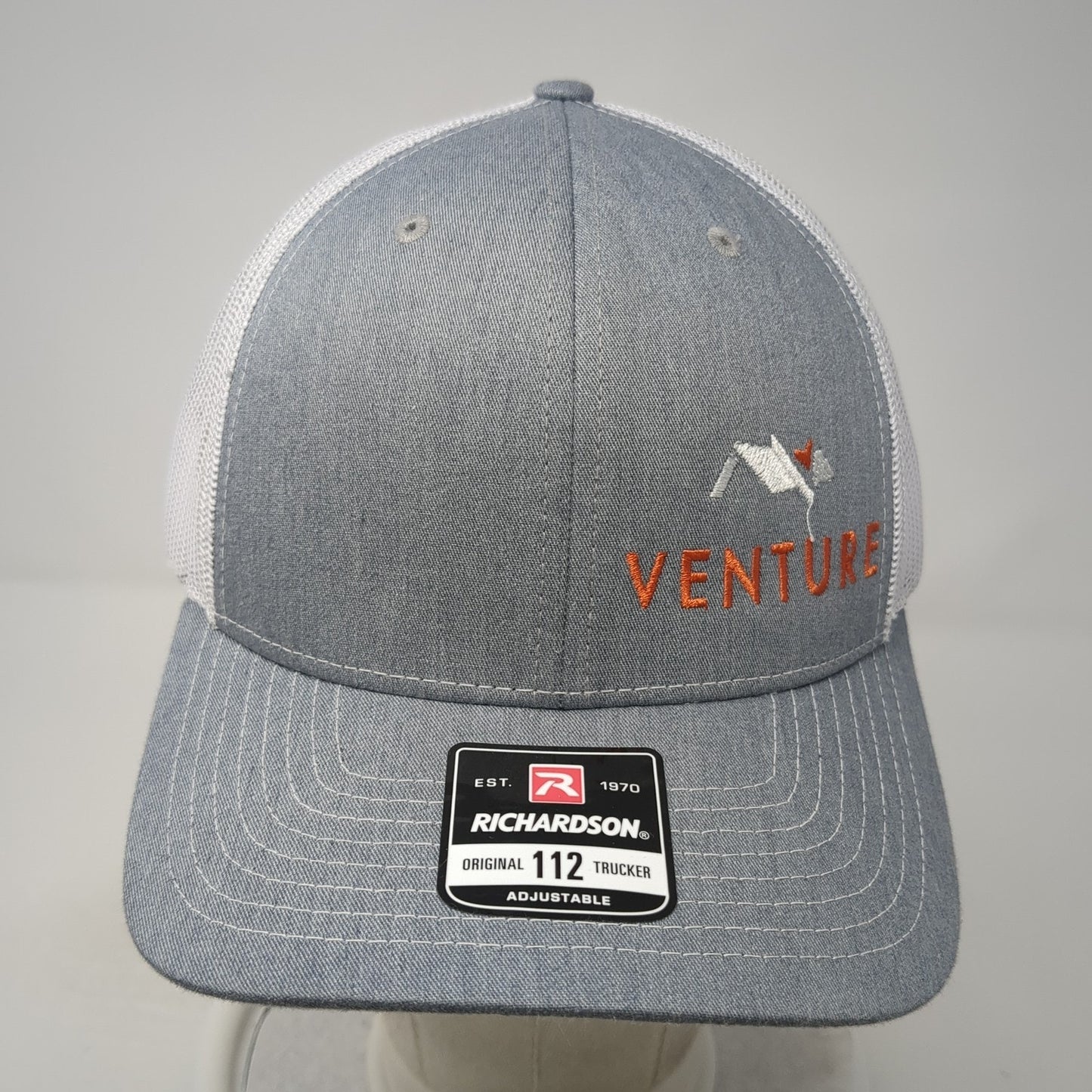 Venture Trucker Hat Gray One Size Adjustable Embroidered Mesh Back Richardson