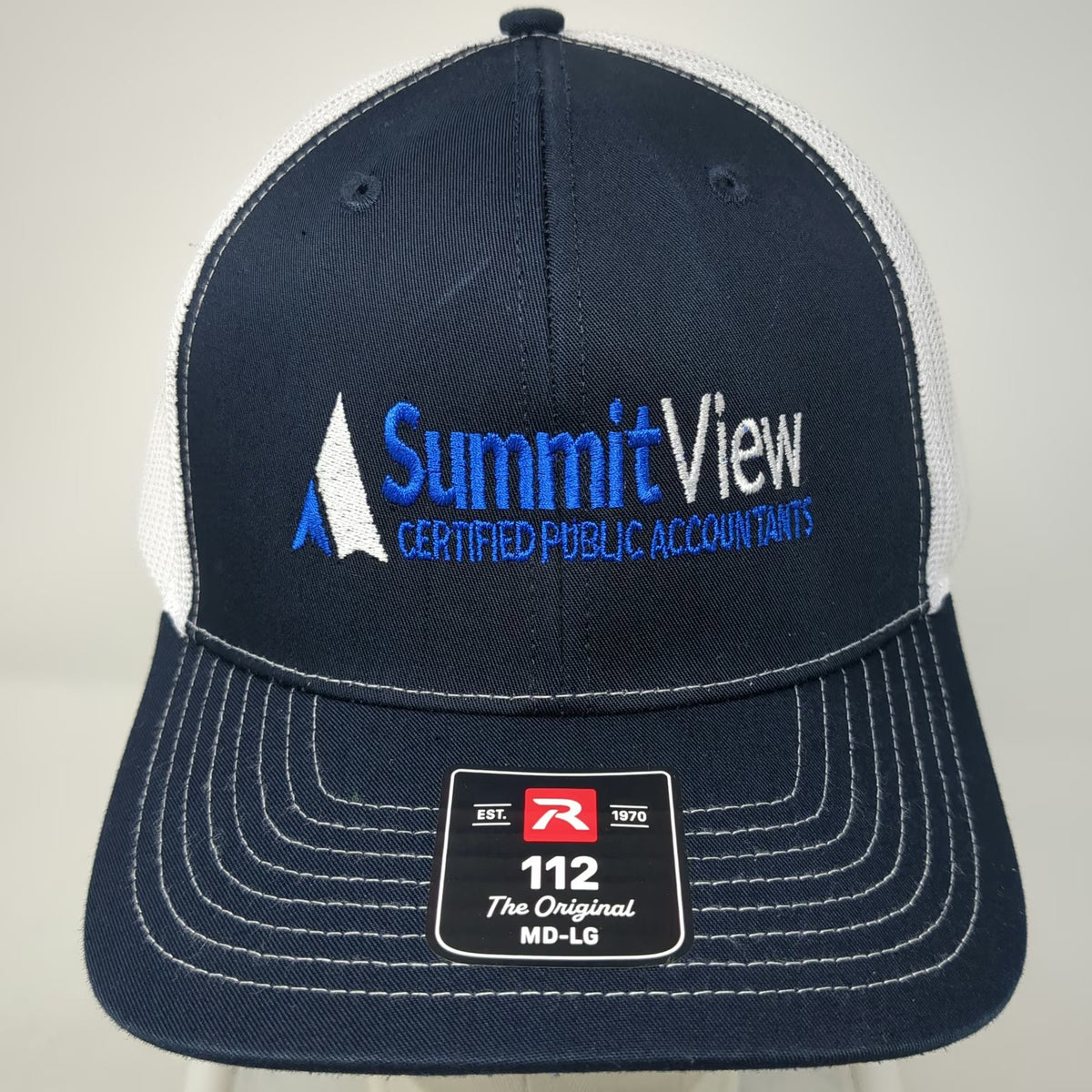 Richardson Trucker Hat Blue White L Summit View CPA Mesh Snapback Logo