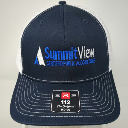 Richardson Trucker Hat Blue White L Summit View CPA Mesh Snapback Logo