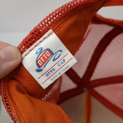 Otto Trucker Hat Orange One Size Mesh Back Snapback Rope Mr Slip Character Hat
