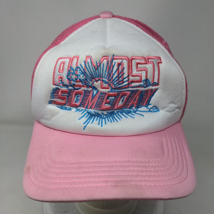 Almost Someday Snapback Trucker Hat Pink One Size Adjustable Mesh Back