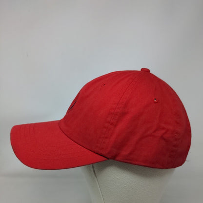 Polo Ralph Lauren Leather Strapback Hat Red One Size Embroidered Pony Cotton